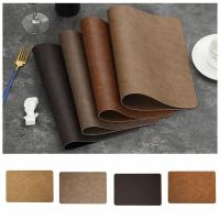 Mantel Individual impermeable, resistente al desgaste, a prueba de aceite, tapete de mesa rectangular de cuero PU aislante del calor, vajilla - details 1