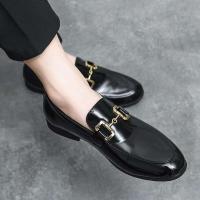 Zapatos de vestir negros para hombre, conducción plana cómoda, oficina de negocios, hebilla de metal, zapatos casuales de cuero con patrón de cocodrilo - details 5