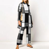 Conjunto de 2 piezas con estampado de Pamas para mujer, ropa de dormir holgada, pantalones de manga larga, ropa de calle, traje elegante, Vintage, otoño - details 25