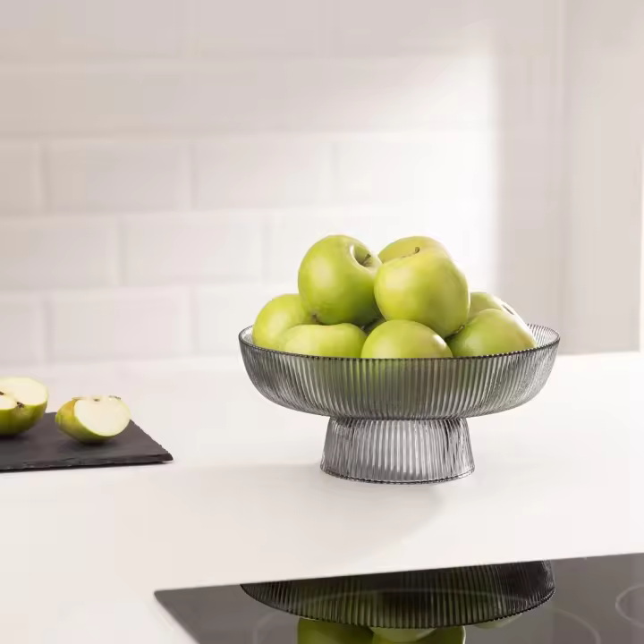 Cuenco para Frutas de Cristal - Cuenco Frutero Decorativo de Cocina Negro - Bol Grande para Fruta Chuches Snacks Dulces - 1