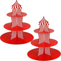 Set de Tray de Navidad de 3 Niveles Decoración de Pastel de Circo Carnaval con Rayas Rojas - details 4