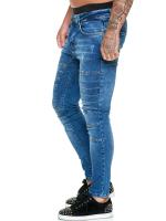 2023 nuevos pantalones vaqueros ajustados para hombre estilo rock cool slim a rayas estilo pierna de motocicleta - details 5