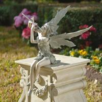 Estatua de Hadas Tocando la Flauta Escultura de Ángel para Jardín Decoración al Aire Libre - details 0