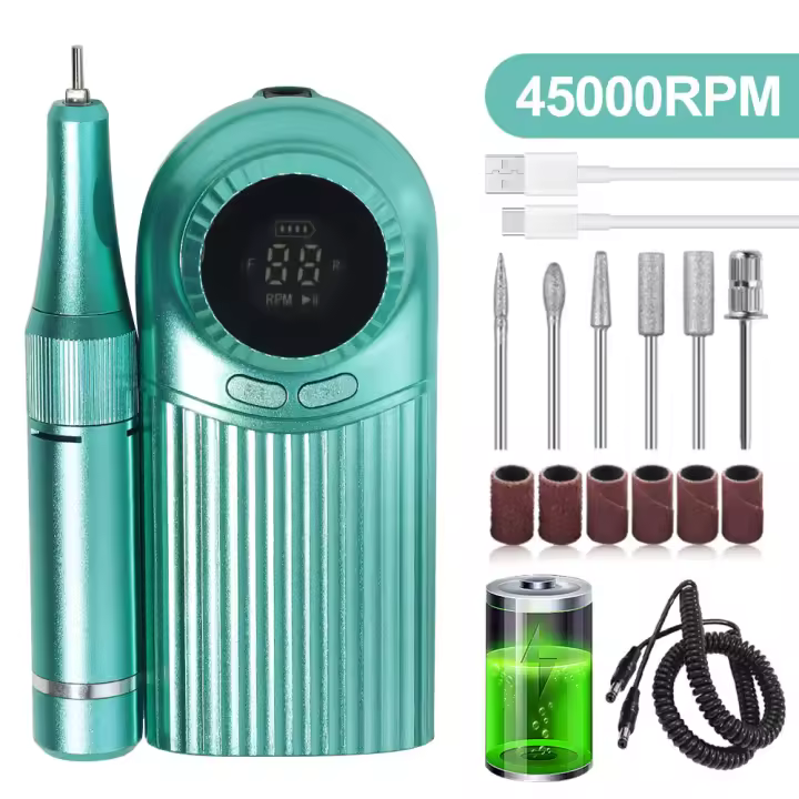 Máquina de Taladro Eléctrico Inalámbrico Profesional para Manicura Set de Herramientas para Polimento de Uñas y Eliminación de Piel Muerta Seguridad en Prueba de Salud Ideal para Bebés y Niños - 1
