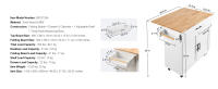 SucceBuy Carro de isla de cocina de 35.4" de ancho, tablero de madera maciza, mesa de almacenamiento móvil con gabinete, especiero, toallero, hoja abatible, cajón, isla rodante portátil con ruedas, blanco - details 6