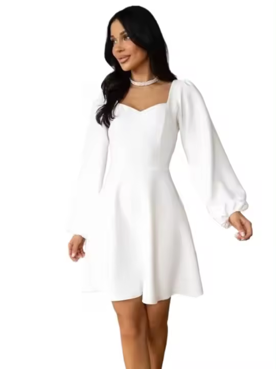 Elegante vestido de noche Midi de lujo para mujer, nuevo vestido de manga larga de Color sólido, vestidos Vintage de moda, promoción - 1