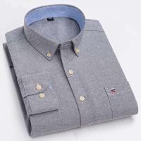 Camisa Casual de Algodón Puro para Hombres Manga Larga, Cuadros, Estilo Oxford, Talla Grande - details 12