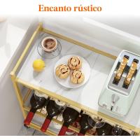 Carrito Auxiliar 3 Niveles con Ruedas bloqueables, Soporte para Botellas y portavasos, Carro Auxiliar Cocina, Ideal para Cocina, Comedor o Sala de Estar, 63,2 x 30 x 81,5 cm - details 5