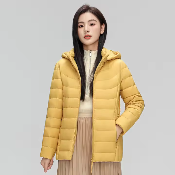 Chaqueta de plumón ultraligera para mujer, Abrigo con capucha, sombrero desmontable, 7xl talla grande, Invierno - 1