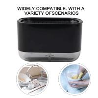 Dispensador de platos 2 en 1, contenedor ABS+PC bomba de líquido, dispensador de jabón transparente de 300ml con soporte para esponja - details 14