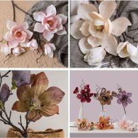 Rama de Magnolia Artificial de lujo, elegante simulación de tacto Real, Magnolia grande hecha a mano, flor falsa realista - details 10