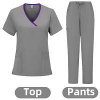 Ropa de trabajo para salón de belleza y enfermera médica, bata clínica, Top + pantalón, Túnica de enfermería para médico de Spa, traje, uniformes quirúrgicos, conjunto exfoliante para mujer - details 11
