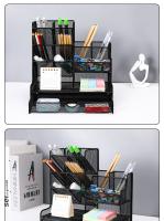 Organizador de escritorio de malla, Portabolígrafos multifunción, Organizador de escritorio para bolígrafos, Organizador de escritorio fijo, Estantería para material escolar, Organizador de escritorio para oficina, Portabolígrafos, Acuarelas, Almacenamien - details 1