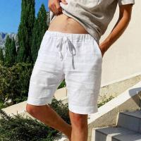 Nuevos pantalones cortos de lino y algodón para hombre, pantalones de playa para hombre, pantalones hawaianos transpirables de Color sólido de verano, ropa de calle Fiess S-3XL - details 3