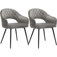 Terciopelo, Silla Acolchada con Reposabrazos, Patas de Metal, Diseño Elegante, para Comedor, Sala de Estar, Dormitorio, Cocina, Gris LDC82GY - details 7
