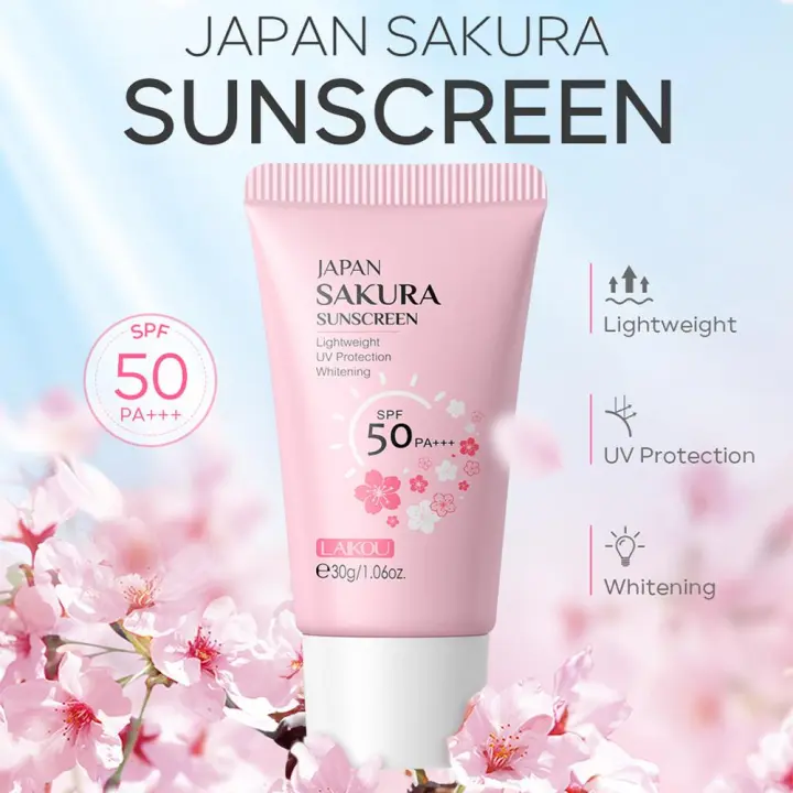 Crema solar SPF50 Sakura protector solar para rostro y cuerpo 1,06 oz hidratante natural resistente al agua protección solar para la piel protege calma - 1
