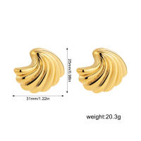 Pendientes De Estilo Geométrico Con Textura De Concha Espiral Grandes En Acero Inoxidable Joyería Impermeable Para Mujer - details 1