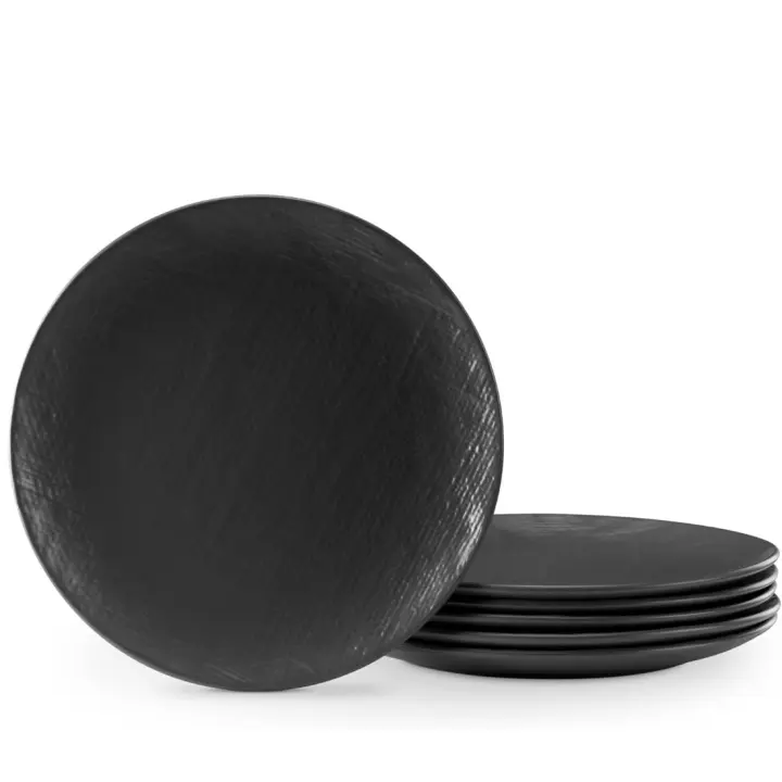 Juego de Platos Llanos Negros 27x27x2.5 CM Ideal para Microondas, Lavavajillas, Horno Juego de 6 - 1