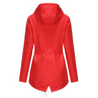 Camiseta impermeable con capucha a rayas de manga larga para mujer, longitud media - details 22