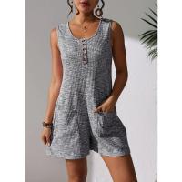 Moda de Primavera-Verano para Mujer 2025 Chaleco Sin Mangas a Rayas en Contraste Informal Pantalones Cortos de Mono Multicolor Opcional - details 3
