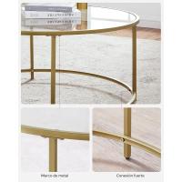 Mesa de Centro Redonda, Mesa de Cristal con Marco de Acero, Mesa de Salón, Mesa de Café - details 5