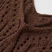 PB & ZA 2025 slim fit jacquard malla tejida con cuello en V tirantes cortos casual simple tops novedad de verano ropa de mujer - details 5