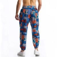 Pantalón en lino imprimé Tribal Boho para hombres, en algodón, décontracté, con cordón de serrage, para deportes al aire libre, curso à pied, sorpresa, été - details 18