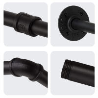 unho Barra Perchero de Pared Industrial de Tubo Vintage de Longitud Ajustable 90-180cm para Colgar Ropa - details 1