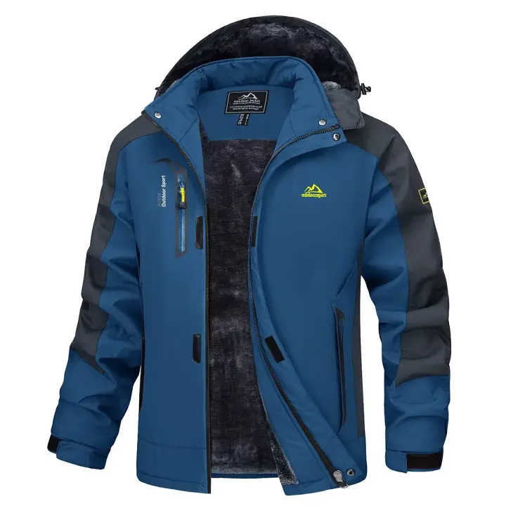 MAGCOMSEN Winter Men's Thicken Fleece Parkas Warm Waterproof Ski Snow Coat Windproof Multi-Pockets Jacket - 1