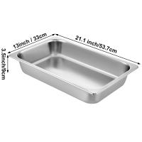 SucceBuy Paquete de 6 sartenes de mesa de vapor de tamaño completo, contenedor de alimentos de 20,9 x 12,8 x 3,9 pulgadas de profundidad, acero inoxidable, antiatascos - details 1