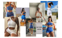 Conjunto de Yoga y Gimnasio FKAFIT para Mujeres Traje de Entrenamiento Deportivo Sujetador Deportivo Femenino Ropa de Cintura Alta Pantalones Cortos Tracksuit Material Exterior de Nylon - details 1