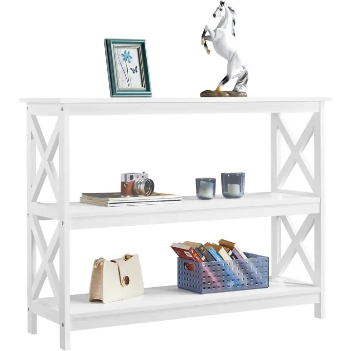 Mueble Receptor de Entrada Mesa de Consola Estrecha Mesa de Entrada de Tres Niveles - 1