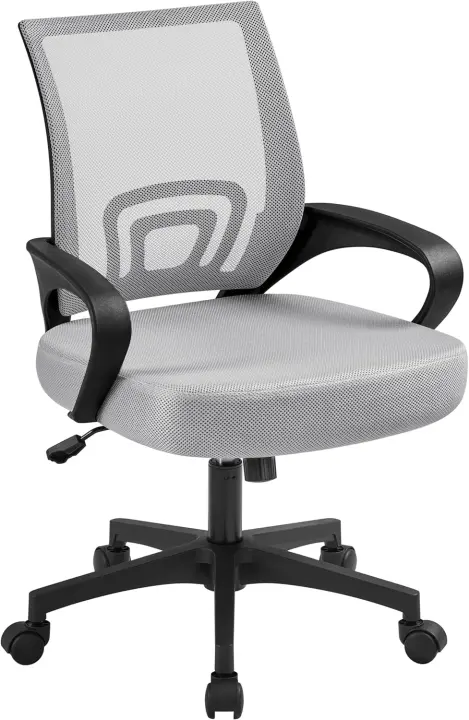 Silla de Escritorio Oficina Malla Silla Ergonómica con Soporte Lumbar Altura Ajustable Respaldo Transpirable Silla Giratoria Función Inclinación para Oficina Capacidad Max136 KG Negra - 1