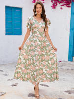 NOVEDAD DE VERANO 2025, producto estampado con cuello en V, manga corta, corte ajustado con un gran espectáculo de temperamento - details 4