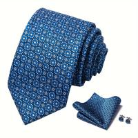 Juego de pañuelos y gemelos florales, corbatas de moda para hombre, 4 piezas - details 1