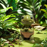 Estatua de tortuga con forma de corazón, estatuilla de tortuga en miniatura resistente a la intemperie de resina, exquisito adorno de tortuga para jardín, exhibición de pasillo interior - details 5