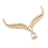 4 Uds. De latón y circonita de Color dorado de 18K, 2 agujeros con ala de gota, colgantes de conexión, collar para hacer joyería Diy de alta calidad - details 2