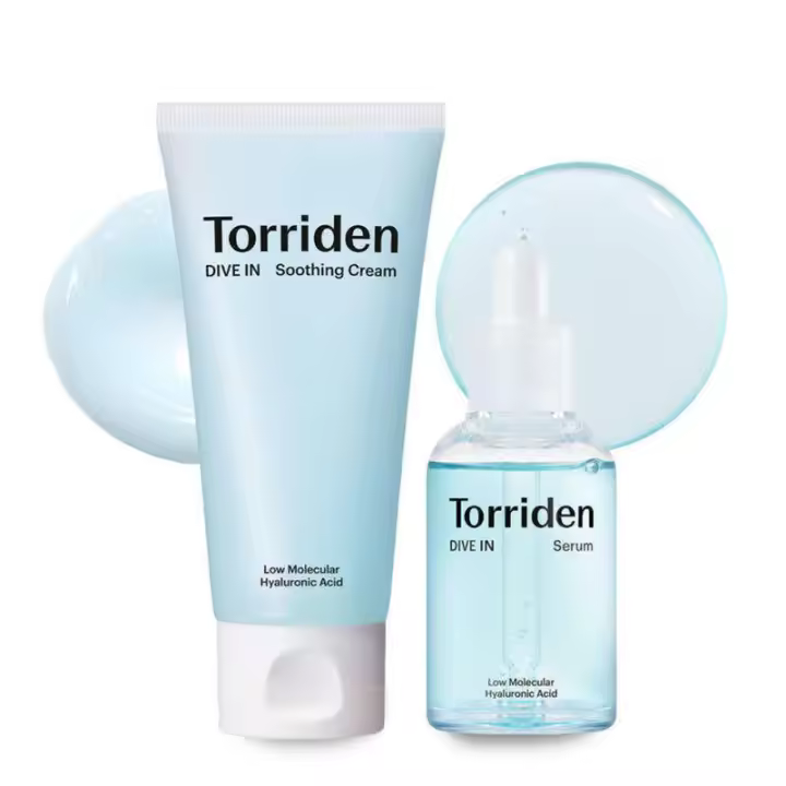 Torriden DIVE IN Serum 1.69 + Crema calmante (tubo) 3.38 fl.oz. Set de ácido hialurónico para un cuidado hidratante profundo y obtener una piel de cristal - 1
