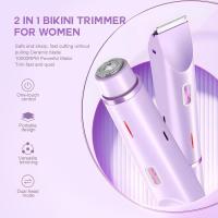Recortadora de bikini de doble cabezal para mujer, afeitadora eléctrica inalámbrica impermeable, carga USB tipo C, depilación de cuerpo completo, segura y cómoda (púrpura) - details 0