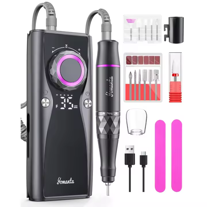 Kit profesional de taladro eléctrico para uñas: lima de uñas Efile recargable por USB de 35.000 RPM con 12 bits para pulir uñas de gel/acrílico, juego de herramientas de manicura portátil para salón/hogar - 1