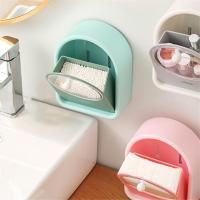 Caja de almacenamiento sin perforaciones, organizador montado en la pared, adhesivo abatible, soporte de hisopo de algodón cosmético, rosa para el hogar - details 3