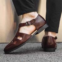 Sandalias de cuero suave de Pu, zapatos de playa cómodos hechos a mano, correa de hebilla de verano para hombre, zapatos casuales para exteriores - details 8