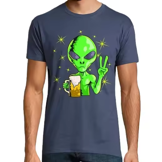 Alien Bebe Cerveza Extraterrestre Ovni Estrellas Friki Camisetas CERVEZA,Pack Regalo Camiseta Personalizada - 1