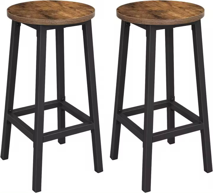 Juego de Taburetes de Bar Estilo Metálico, Montaje Fácil, Reposapiés Incluidos - 1
