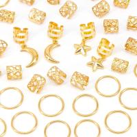 44 piezas de anillos para el cabello con diseño de estrellas y luna, huecos, para trenzas, dreadlocks, cuentas, bricolaje, clips metálicos para el cabello, tubos para trenzas. - details 4