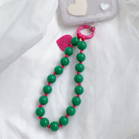 Pulsera coreana con cuentas de corazón de amor para mujer, pulsera colorida y dulce para teléfono, accesorios para iPhone, cordón colgante con cadena antipérdida - details 11