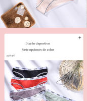 Ropa Interior de Algodón para Mujer, Cómoda Cintura, Baja Lencería de Color Sólido, Bragas Sexys, Moda de Verano, 3 Piezas - details 1