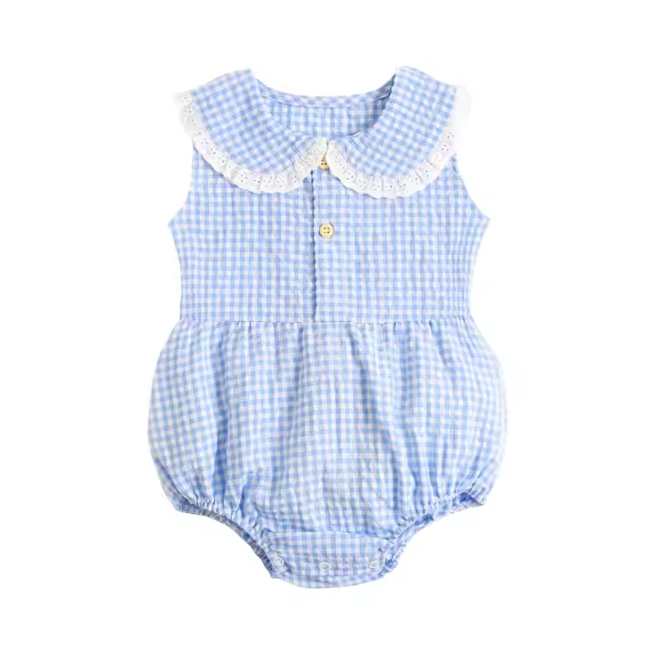-Body de Algodón para Bebe y Niña, Sin Mangas, Ropa de Verano, Lindo A Cuadros, Princesa, Color Dulce - 1