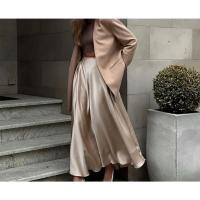 Falda holgada de satén elegante para mujer, faldas largas de cintura alta, ropa de calle, falda larga clásica, falda negra de moda para mujer 2025 - details 14