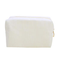 Bolso De Maquillaje Para Viaje Organizador De Cosméticos De Corduroy Para Mujeres Estuche De Belleza Portátil De Cierre De Cremallera - details 26